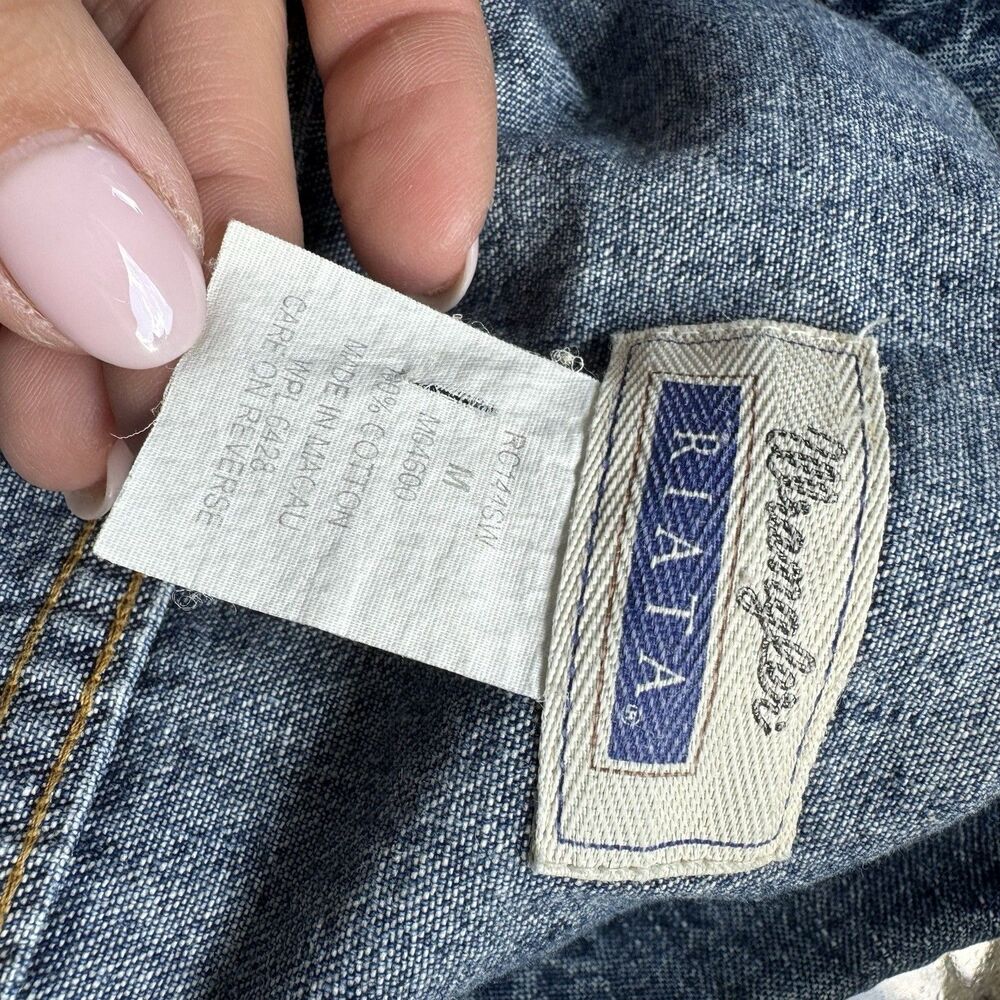 Vintage Wrangler Riata Embroidered Denim Jean Jacket Medium Riders West - Picture 7 of 8